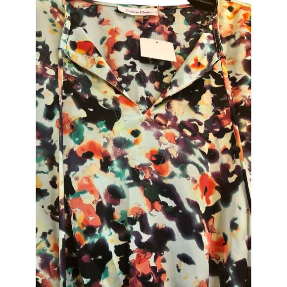 CALVIN KLEIN TUNIC BLOUSE  3/4 SLEEVE ECLECTIC SZ XS SOPHISTICATED CHIC - Picture 3 of 8